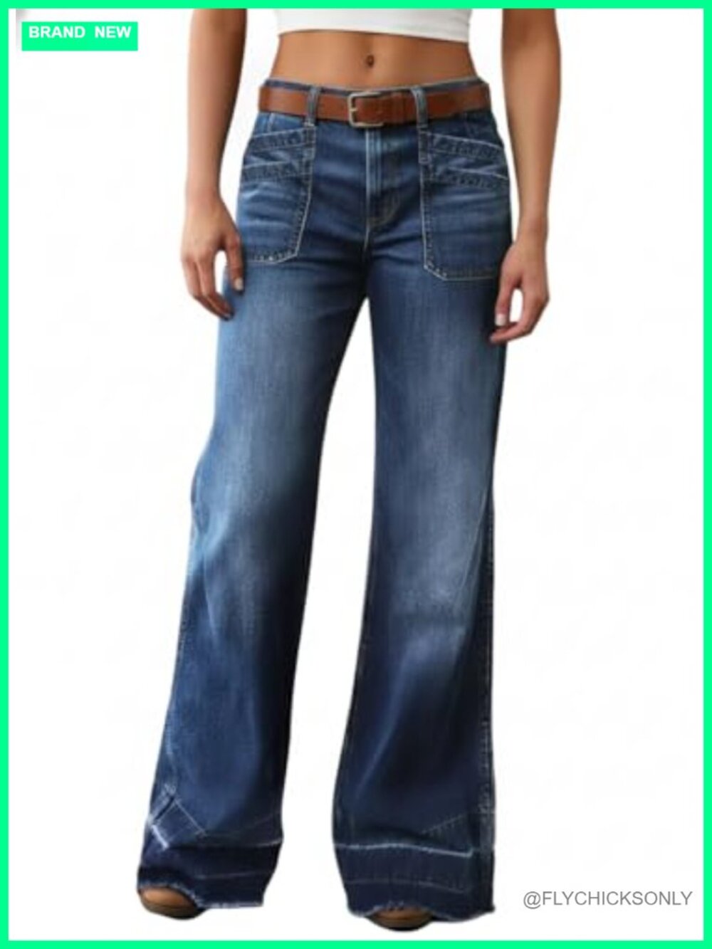 Wide Leg Jeans for Women Mid Rise Baggy Straight Stretch Cotton Blend Denim
